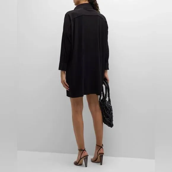 Norma Kamali Boxy Coverup Beach Shirt Tunic Dress Large Black Stretch Jersey - Picture 4 of 13